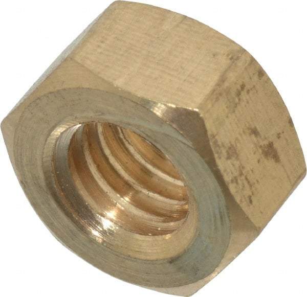 Value Collection - 5/16-18 UNC Brass Right Hand Hex Nut - 1/2" Across Flats, 17/64" High, Uncoated - Americas Industrial Supply