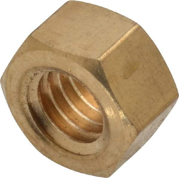 Value Collection - 3/8-16 UNC Brass Right Hand Hex Nut - 9/16" Across Flats, 21/64" High, Uncoated - Americas Industrial Supply