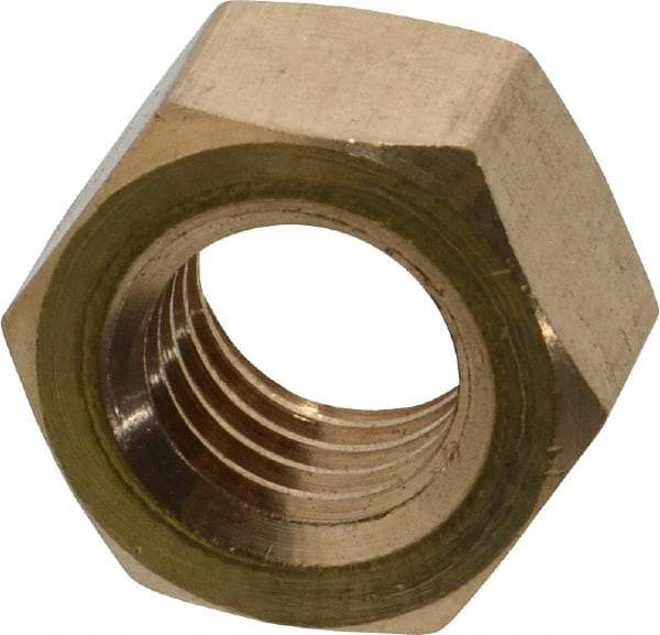 Value Collection - 1/2-13 UNC Brass Right Hand Hex Nut - 3/4" Across Flats, 7/16" High, Uncoated - Americas Industrial Supply