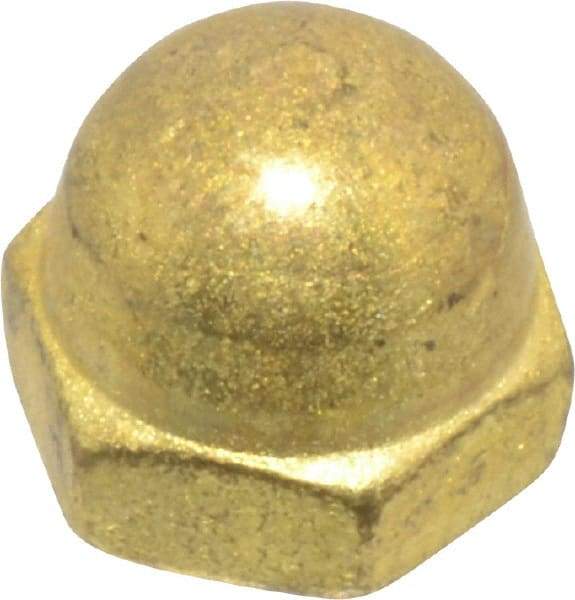 Value Collection - #6-32 UNC, 5/16" Width Across Flats, Uncoated, Brass Acorn Nut - 1/4" Overall Height - Americas Industrial Supply