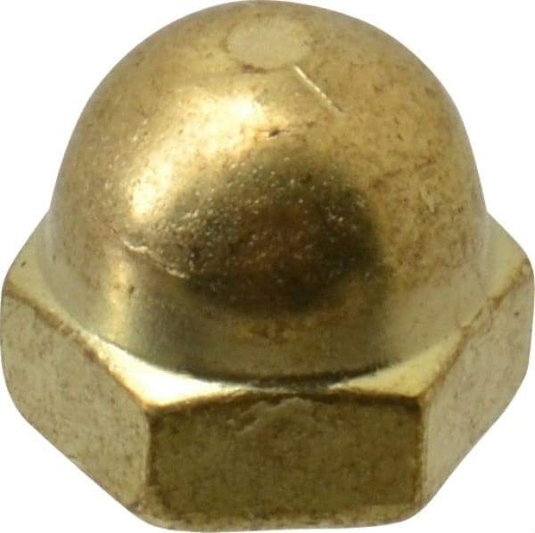 Value Collection - #8-32 UNC, 5/16" Width Across Flats, Uncoated, Brass Acorn Nut - 1/4" Overall Height - Americas Industrial Supply