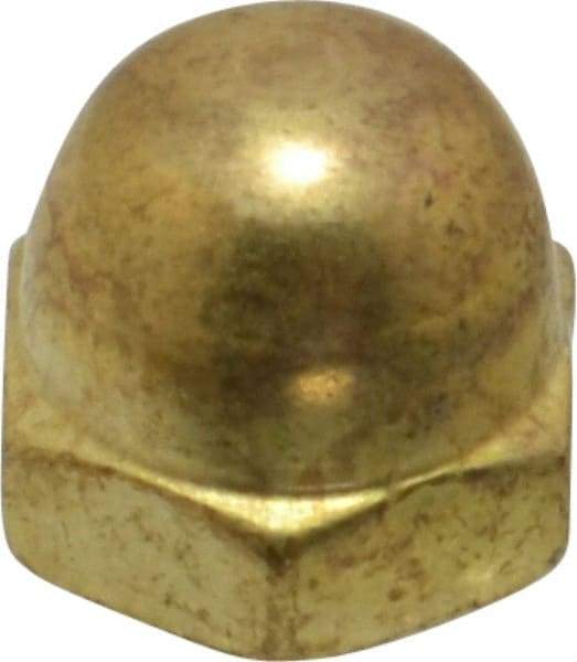 Value Collection - #10-24 UNC, 3/8" Width Across Flats, Uncoated, Brass Acorn Nut - 9/32" Overall Height - Americas Industrial Supply