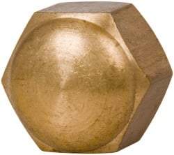 Value Collection - 1/2-13" UNC, 3/4" Width Across Flats, Uncoated, Brass Acorn Nut - 9/16" Overall Height - Americas Industrial Supply