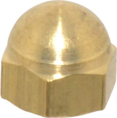 Value Collection - #10-32 UNF, 3/8" Width Across Flats, Uncoated, Brass Acorn Nut - 11/32" Overall Height - Americas Industrial Supply