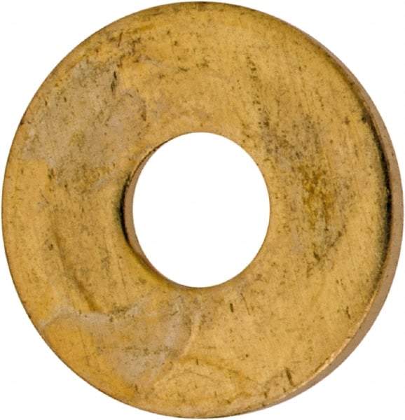 Value Collection - #6 Screw, Brass Standard Flat Washer - 0.147" ID x 3/8" OD, 0.032" Thick, Plain Finish - Americas Industrial Supply