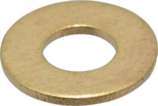Value Collection - #8 Screw, Brass Standard Flat Washer - 0.172" ID x 3/8" OD, 0.032" Thick, Plain Finish - Americas Industrial Supply