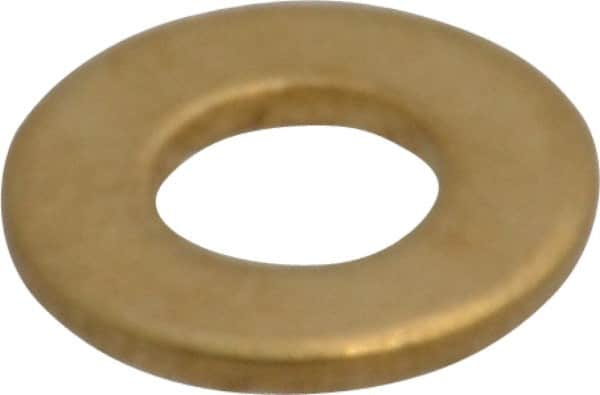 Value Collection - #10 Screw, Brass Standard Flat Washer - 0.2" ID x 7/16" OD, 0.036" Thick, Plain Finish - Americas Industrial Supply
