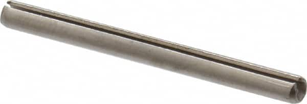 Made in USA - 3/32" Diam x 1-1/8" Long Slotted Spring Pin - Grade 420 Stainless Steel, Bright Finish - Americas Industrial Supply