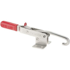 De-Sta-Co - 1,000 Lb Capacity, Horizontal, J Hook, Flanged Base, Stainless Steel Pull Action Latch Clamp - 6.13" Drawing Movement, 13.45" OAL, Straight Handle - Americas Industrial Supply