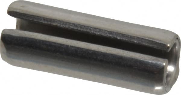 Made in USA - 3/8" Diam x 1" Long Slotted Spring Pin - Grade 420 Stainless Steel, Bright Finish - Americas Industrial Supply