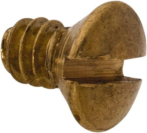 Value Collection - #6-32 UNC, 1/4" OAL Slotted Drive Machine Screw - Oval Head, Brass, Uncoated, Without Washer - Americas Industrial Supply