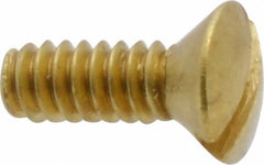 Value Collection - #6-32 UNC, 3/8" OAL Slotted Drive Machine Screw - Oval Head, Brass, Uncoated, Without Washer - Americas Industrial Supply