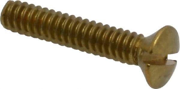Made in USA - #6-32 UNC, 3/4" OAL Slotted Drive Machine Screw - Oval Head, Brass, Uncoated, Without Washer - Americas Industrial Supply