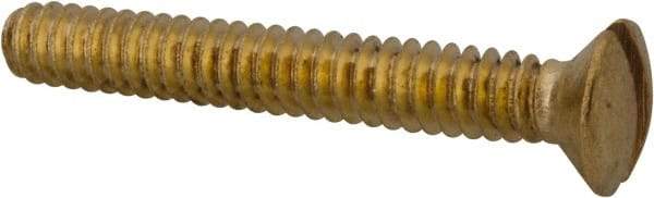 Value Collection - #6-32 UNC, 1" OAL Slotted Drive Machine Screw - Oval Head, Brass, Uncoated, Without Washer - Americas Industrial Supply