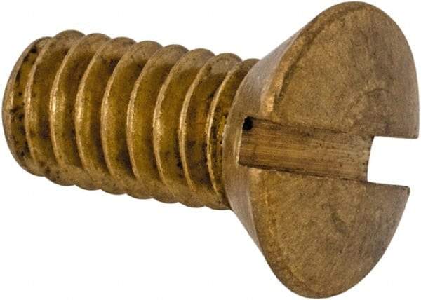 Value Collection - #8-32 UNC, 3/8" OAL Slotted Drive Machine Screw - Oval Head, Brass, Uncoated, Without Washer - Americas Industrial Supply