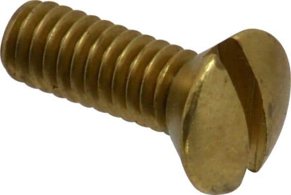 Value Collection - #8-32 UNC, 1/2" OAL Slotted Drive Machine Screw - Oval Head, Brass, Uncoated, Without Washer - Americas Industrial Supply
