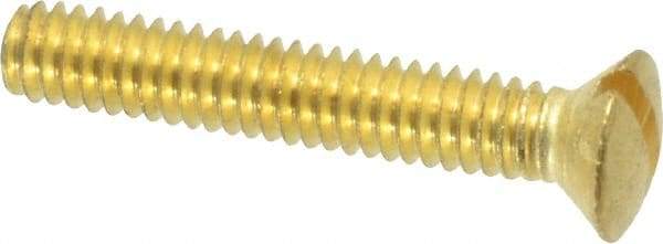 Value Collection - #8-32 UNC, 1" OAL Slotted Drive Machine Screw - Oval Head, Brass, Uncoated, Without Washer - Americas Industrial Supply