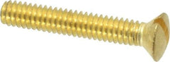 Value Collection - #8-32 UNC, 1" OAL Slotted Drive Machine Screw - Oval Head, Brass, Uncoated, Without Washer - Americas Industrial Supply