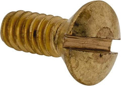Value Collection - #10-24 UNC, 1/2" OAL Slotted Drive Machine Screw - Oval Head, Brass, Uncoated, Without Washer - Americas Industrial Supply