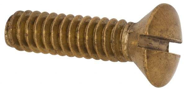 Value Collection - #10-24 UNC, 3/4" OAL Slotted Drive Machine Screw - Oval Head, Brass, Uncoated, Without Washer - Americas Industrial Supply