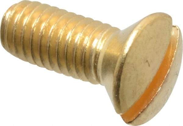 Value Collection - #10-32 UNF, 1/2" OAL Slotted Drive Machine Screw - Oval Head, Brass, Uncoated, Without Washer - Americas Industrial Supply