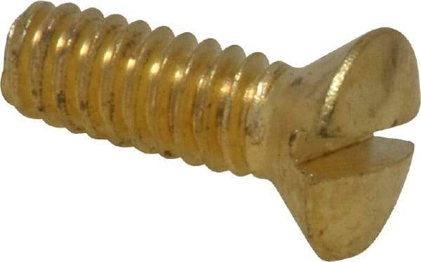 Value Collection - 1/4-20 UNC, 3/4" OAL Slotted Drive Machine Screw - Oval Head, Brass, Uncoated, Without Washer - Americas Industrial Supply