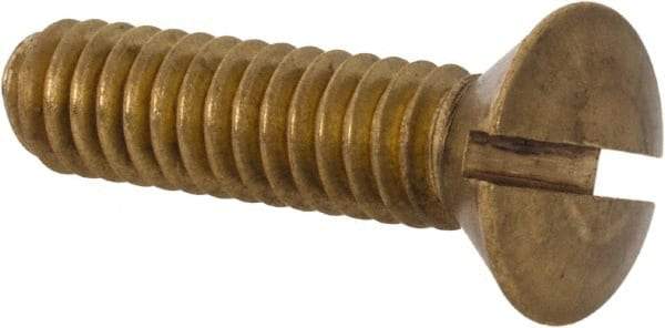Value Collection - 1/4-20 UNC, 1" OAL Slotted Drive Machine Screw - Oval Head, Brass, Uncoated, Without Washer - Americas Industrial Supply