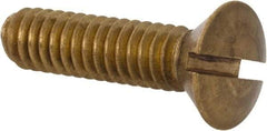 Value Collection - 1/4-20 UNC, 1" OAL Slotted Drive Machine Screw - Oval Head, Brass, Uncoated, Without Washer - Americas Industrial Supply