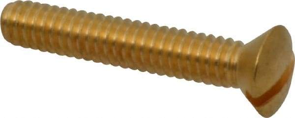Value Collection - 1/4-20 UNC, 1-1/2" OAL Slotted Drive Machine Screw - Oval Head, Brass, Uncoated, Without Washer - Americas Industrial Supply