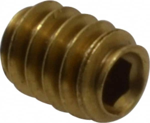 Value Collection - #6-32 UNC, 3/16" OAL, Cup Point Set Screw - Brass, 1/16" Key - Americas Industrial Supply