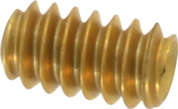 Value Collection - #6-32 UNC, 1/4" OAL, Cup Point Set Screw - Brass, 1/16" Key - Americas Industrial Supply