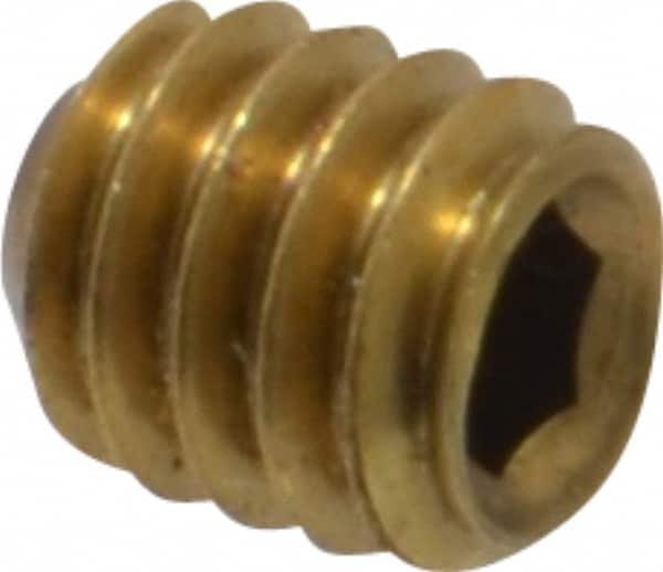 Value Collection - #8-32 UNC, 3/16" OAL, Cup Point Set Screw - Brass, 5/64" Key - Americas Industrial Supply