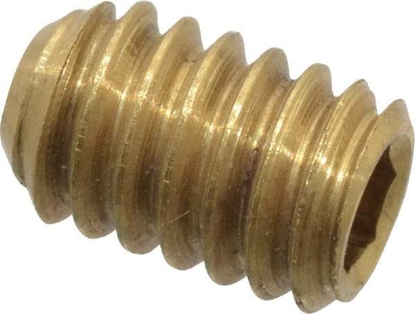 Value Collection - #8-32 UNC, 1/4" OAL, Cup Point Set Screw - Brass, 5/64" Key - Americas Industrial Supply