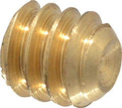 Value Collection - #10-24 UNC, 3/16" OAL, Cup Point Set Screw - Brass, 3/32" Key - Americas Industrial Supply