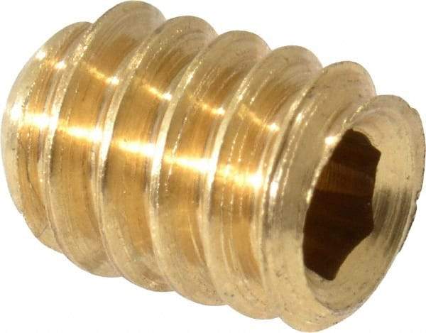 Value Collection - #10-24 UNC, 1/4" OAL, Cup Point Set Screw - Brass, 3/32" Key - Americas Industrial Supply