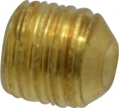 Value Collection - #10-32 UNF, 3/16" OAL, Cup Point Set Screw - Brass, 3/32" Key - Americas Industrial Supply