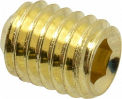 Value Collection - #10-32 UNF, 1/4" OAL, Cup Point Set Screw - Brass, 3/32" Key - Americas Industrial Supply