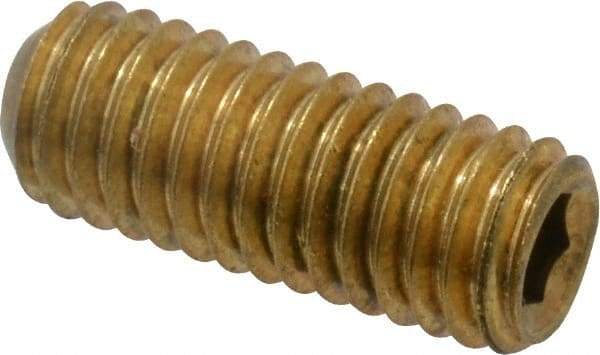Value Collection - #10-32 UNF, 1/2" OAL, Cup Point Set Screw - Brass, 3/32" Key - Americas Industrial Supply