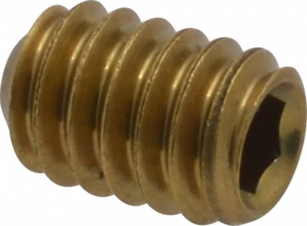 Value Collection - 1/4-20 UNC, 3/8" OAL, Cup Point Set Screw - Brass, 1/8" Key - Americas Industrial Supply
