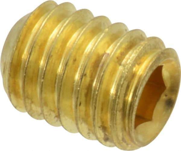 Value Collection - 3/8-16 UNC, 1/2" OAL, Cup Point Set Screw - Brass, 3/16" Key - Americas Industrial Supply