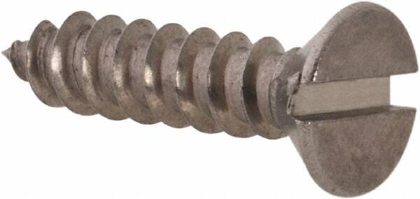 Value Collection - #4, 1/2" OAL, Slotted Drive, Flat Head Wood Screw - Stainless Steel, Grade 18-8 - Americas Industrial Supply