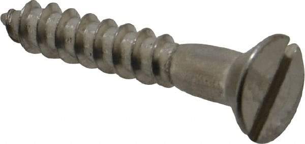 Value Collection - #8, 1" OAL, Slotted Drive, Flat Head Wood Screw - Stainless Steel, Grade 18-8 - Americas Industrial Supply