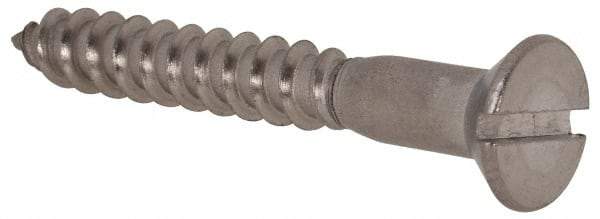 Value Collection - #10, 1-1/2" OAL, Slotted Drive, Flat Head Wood Screw - Stainless Steel, Grade 18-8 - Americas Industrial Supply