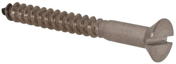 Value Collection - #10, 1-3/4" OAL, Slotted Drive, Flat Head Wood Screw - Stainless Steel, Grade 18-8 - Americas Industrial Supply