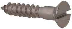 Value Collection - #12, 1-1/4" OAL, Slotted Drive, Flat Head Wood Screw - Stainless Steel, Grade 18-8 - Americas Industrial Supply