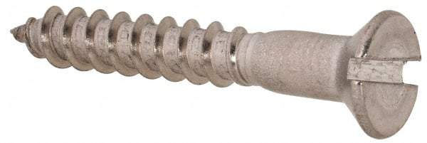 Value Collection - #12, 1-1/2" OAL, Slotted Drive, Flat Head Wood Screw - Stainless Steel, Grade 18-8 - Americas Industrial Supply