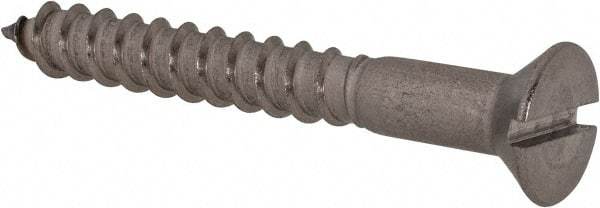 Value Collection - #14, 2" OAL, Slotted Drive, Flat Head Wood Screw - Stainless Steel, Grade 18-8 - Americas Industrial Supply