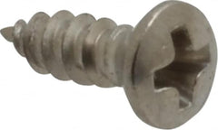 Value Collection - #4 Oval Head Phillips Sheet Metal Screw - Stainless Steel, 3/8" OAL, Grade 18-8 - Americas Industrial Supply