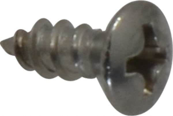 Value Collection - #6 Oval Head Phillips Sheet Metal Screw - Stainless Steel, 3/8" OAL, Grade 18-8 - Americas Industrial Supply