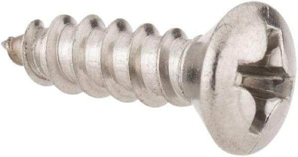 Value Collection - #6 Oval Head Phillips Sheet Metal Screw - Stainless Steel, 1/2" OAL, Grade 18-8 - Americas Industrial Supply